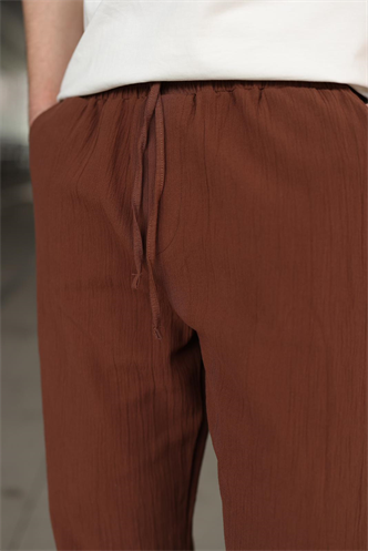 Acı Kahverengi %100 Pamuklu Bol Paça Erkek Pantolon E6586