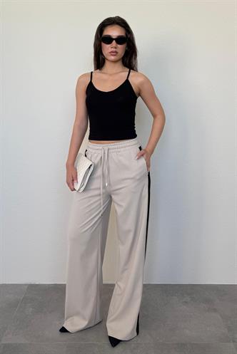 Bej Şerit Detaylı Bol Paça Kadın Eşofman MG2441 