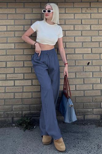 İndigo Geniş Paça Kadın Pantolon MG1982