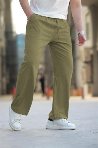 Haki Beli Ayarlanabilir Rahat Kesim Erkek Pantolon E6564