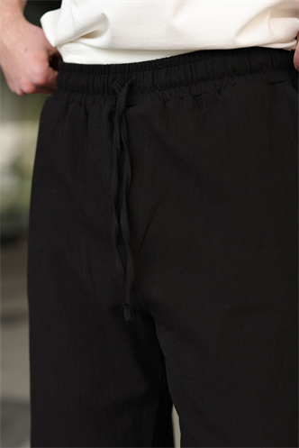 Siyah %100 Pamuklu Bol Paça Erkek Pantolon E6586