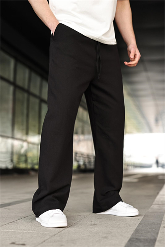 Siyah %100 Pamuklu Bol Paça Erkek Pantolon E6586