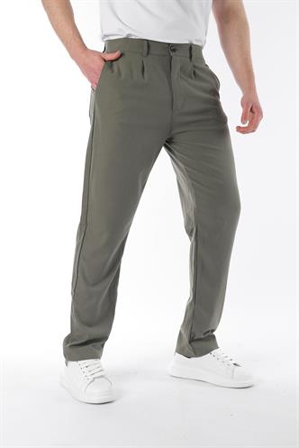 Haki Regular Fit Düz Kesim Yan Cepli Erkek Pantolon 6540