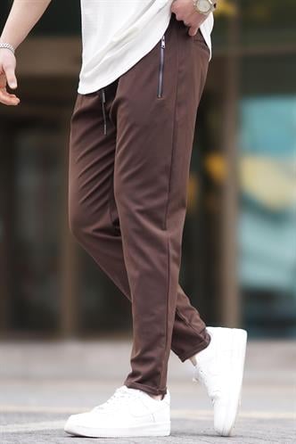 Kahverengi Fermuar Detaylı Erkek Pantolon 6520