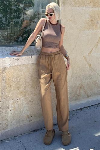 Camel Ayarlanabilir Bel Rahat Kesim Pantolon MG2161