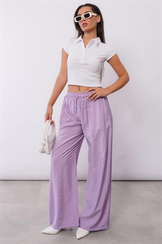 Lila Geniş Paça Kadın Pantolon MG1982