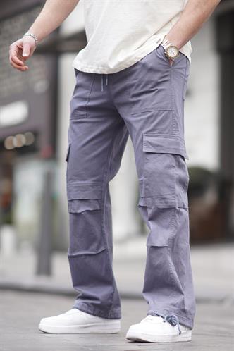 Füme Geniş Paça Kargo Cep Erkek Pantolon 6826