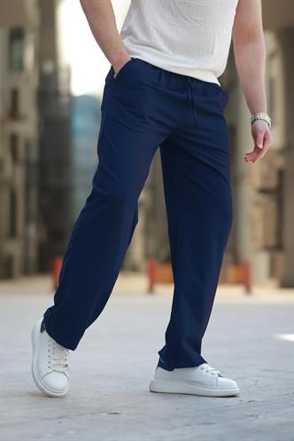 Lacivert Beli Ayarlanabilir Rahat Kesim Erkek Pantolon E6564