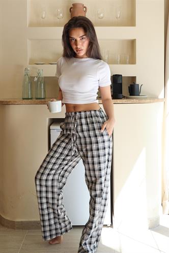 Antrasit Ekoseli Kadın Pantolon Mg2401