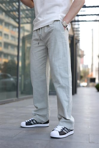 Paça Detaylı Rahat Kesim Erkek Çağla Yeşili Pantolon 6532