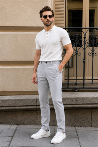 Gri Regular Fit Düz Kesim Yan Cepli Erkek Pantolon 6540