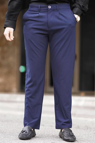 Lacivert Regular Fit Düz Kesim Yan Cepli Erkek Pantolon 6540