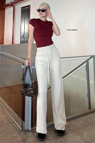 Bej Beli Ayarlanabilir Geniş Paça Pantolon MG2089