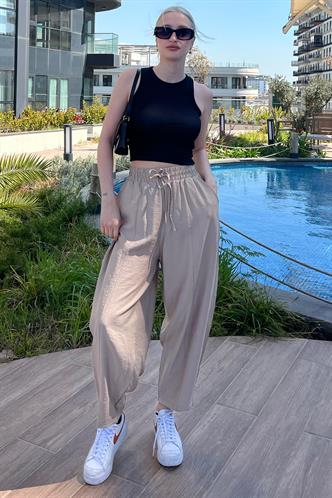 Ekru Beli Lastikli Balon Pantolon MG1841