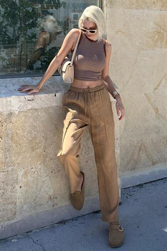 Camel Ayarlanabilir Bel Rahat Kesim Pantolon MG2161