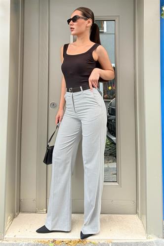 Gri Yüksek Bel Kumaş Pantolon MG2285