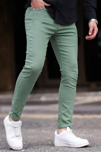 Erkek Yeşil Kanvas Slim Fit Pantolon