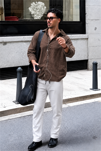 Waffle Kumaş Boyalı Gri Basic Erkek Pantolon 6513