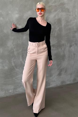 Bej İspanyol Paça Kadın Kumaş Pantolon MG2303