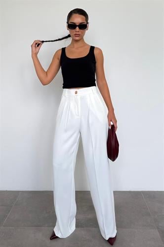 Beyaz Kadın Palazzo Pantolon Mg2525