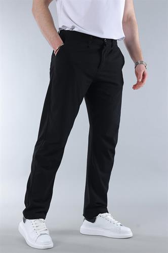 Siyah Regular Fit Düz Kesim Yan Cepli Erkek Pantolon 6540