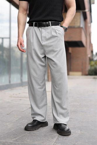 Gri Pilili Relaxed Fit Pantolon E6588