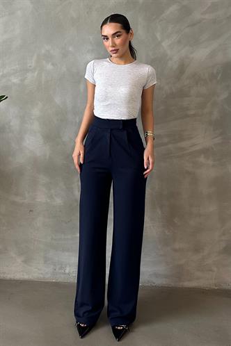 Lacivert  Likralı Cırt Kapamalı Palazzo Pantolon MG2291