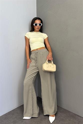 Soluk Yeşil Geniş Paça Kadın Pantolon MG1982