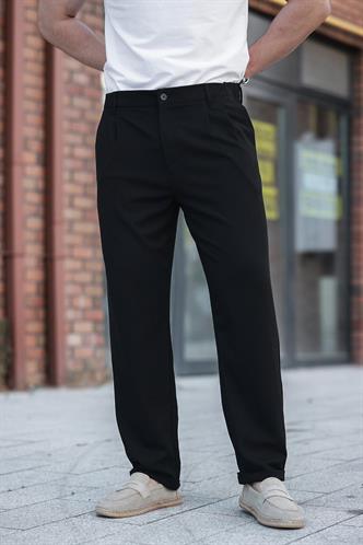 Siyah Rahat Kesim Erkek Kumaş Pantolon E6577