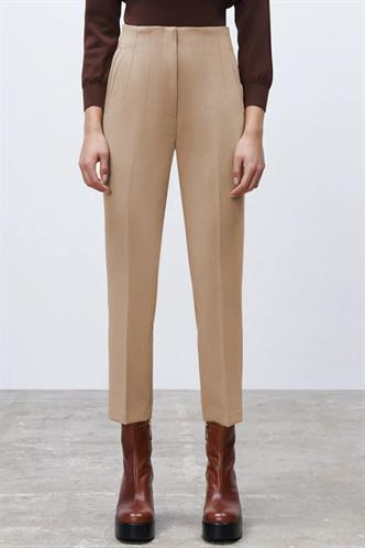 Bej Önü Biyeli Yüksek Bel Kadın Pantolon MG2425