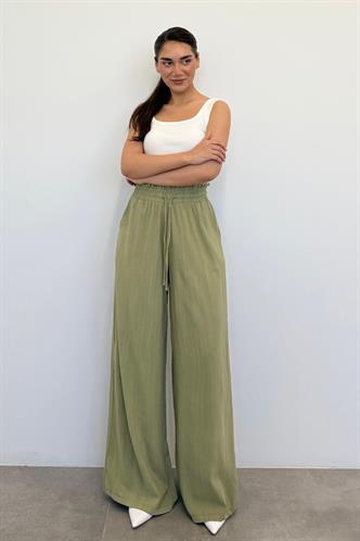 Mint Yeşili Yüksek Bel Bol Paça Pantolon MG2408