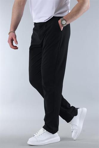 Koyu Siyah Regular Fit Düz Kesim Yan Cepli Erkek Pantolon 6540
