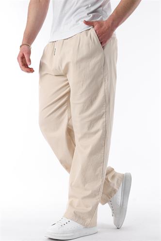Bej Bol Paça Beli Bağlamalı Erkek Pantolon E7403