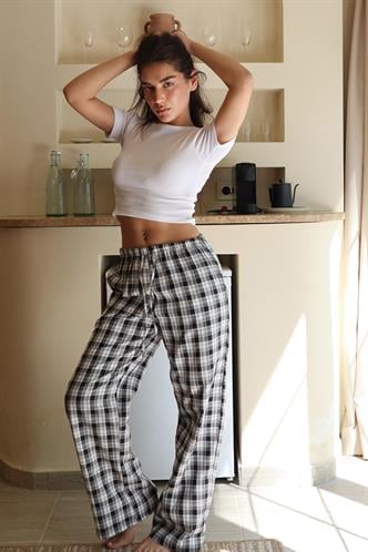 Antrasit Ekoseli Kadın Pantolon Mg2401