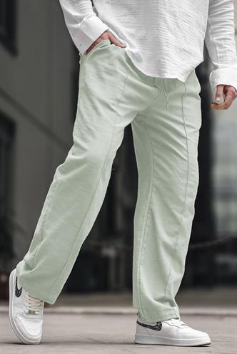 Mint Yeşili Erkek Rahat Kesim Keten Pantolon 6539