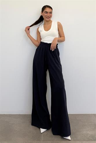 Lacivert Yüksek Bel Bol Paça Pantolon MG2408