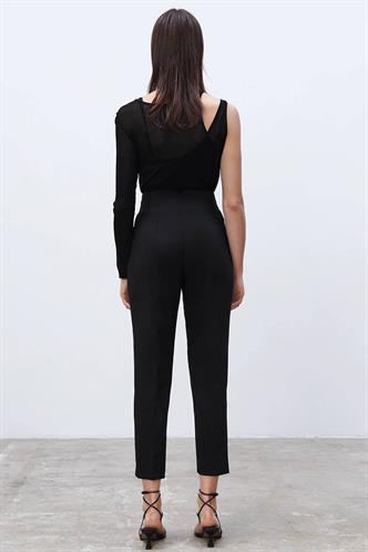 Siyah Önü Biyeli Yüksek Bel Kadın Pantolon MG2425