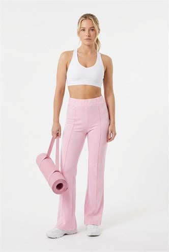 Pembe Yüksek Bel Flare Paça Şık Günlük Kadın Tayt MG2645