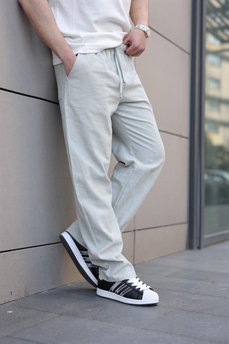 Paça Detaylı Rahat Kesim Erkek Çağla Yeşili Pantolon 6532