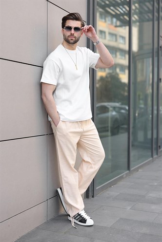 Paça Detaylı Rahat Kesim Erkek Bej Pantolon 6532