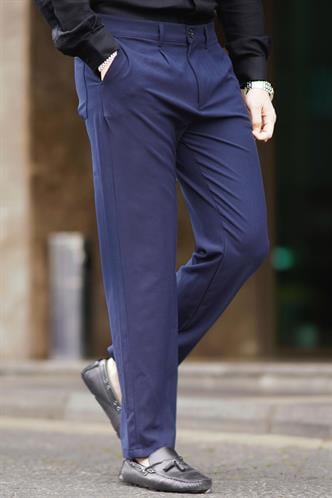 Lacivert Regular Fit Düz Kesim Yan Cepli Erkek Pantolon 6540