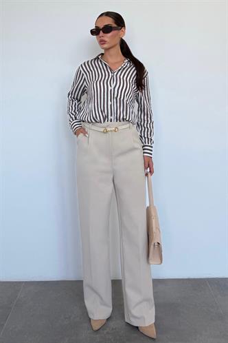 Taş Rengi Yüksek Bel Kadın Palazzo Pantolon MG2506