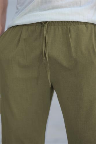 Haki Beli Ayarlanabilir Rahat Kesim Erkek Pantolon E6564