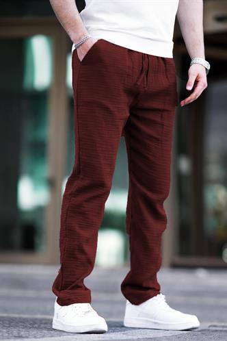 Bordo Müslin Kumaş Erkek Basic Pantolon 6507