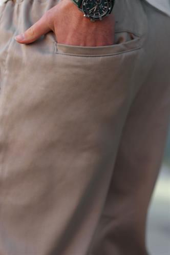 Taş Rengi Bol Paça Beli Bağlamalı Erkek Pantolon E7403