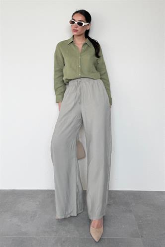 Soluk Yeşil Geniş Paça Kadın Pantolon MG1982