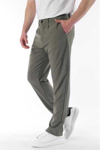 Haki Regular Fit Düz Kesim Yan Cepli Erkek Pantolon 6540