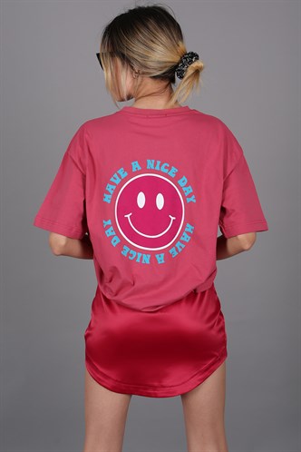 Women Printed Pink Oversize T-Shirt 