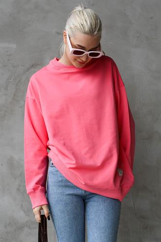 Pembe Basic Oversize Kadın Sweatshirt MG1686