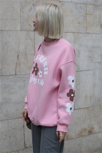 Pink Crewneck Printed Sweatshirt MG1572